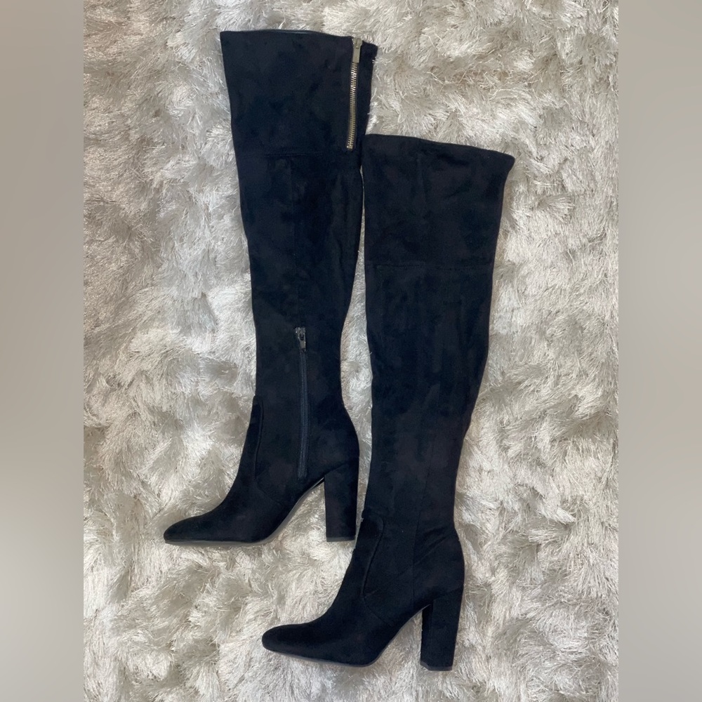 Ivanka Trump Rylee Over the knee faux suede boots black 6.5